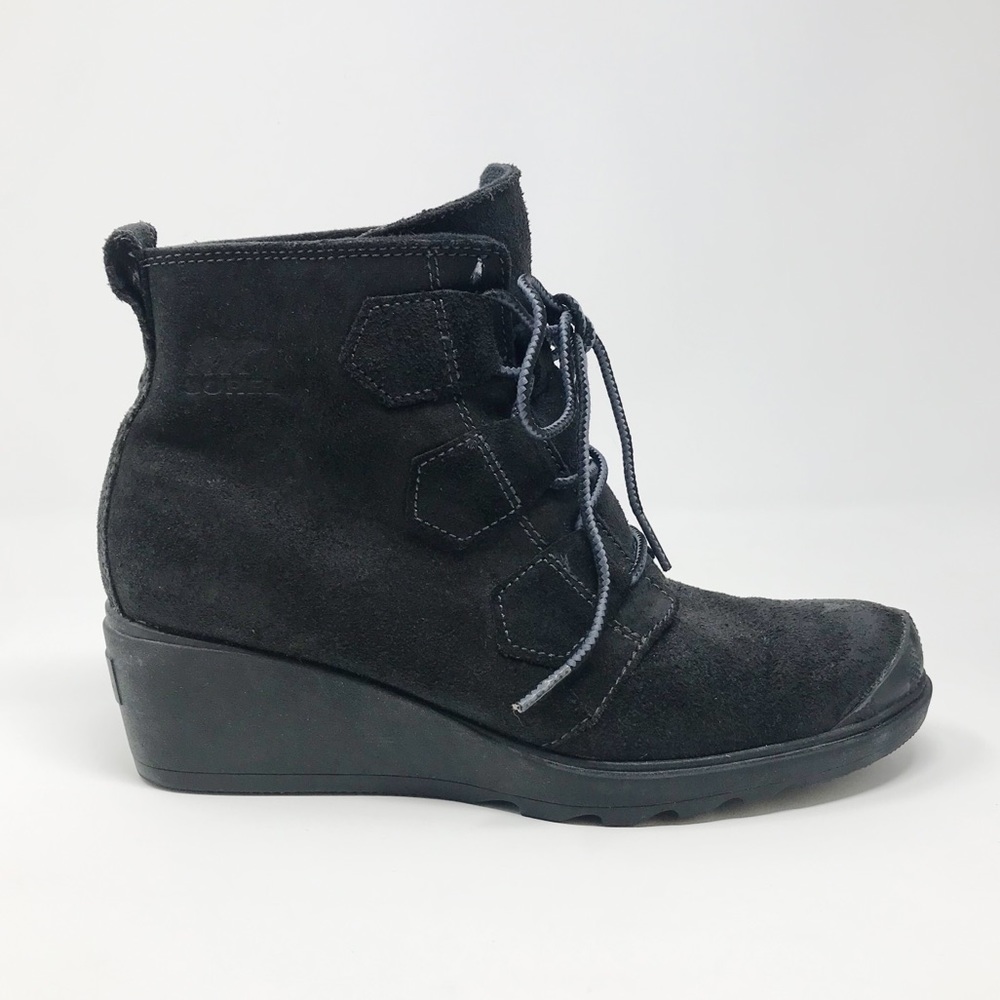 Sorel Toronto Waterproof Leather Suede Lace Up Wedge Snow Winter Boots 7.5 black